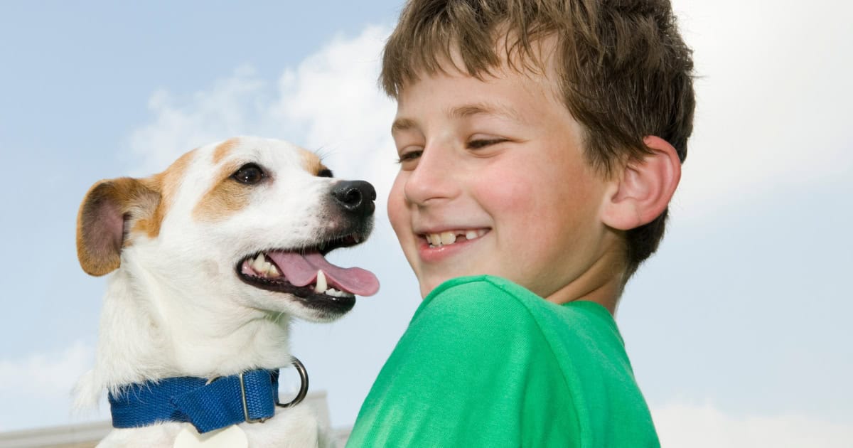 Dog with 10 year old boy