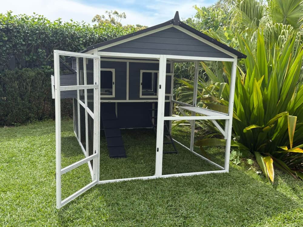 Grey Castle Chicken Coop - end door open