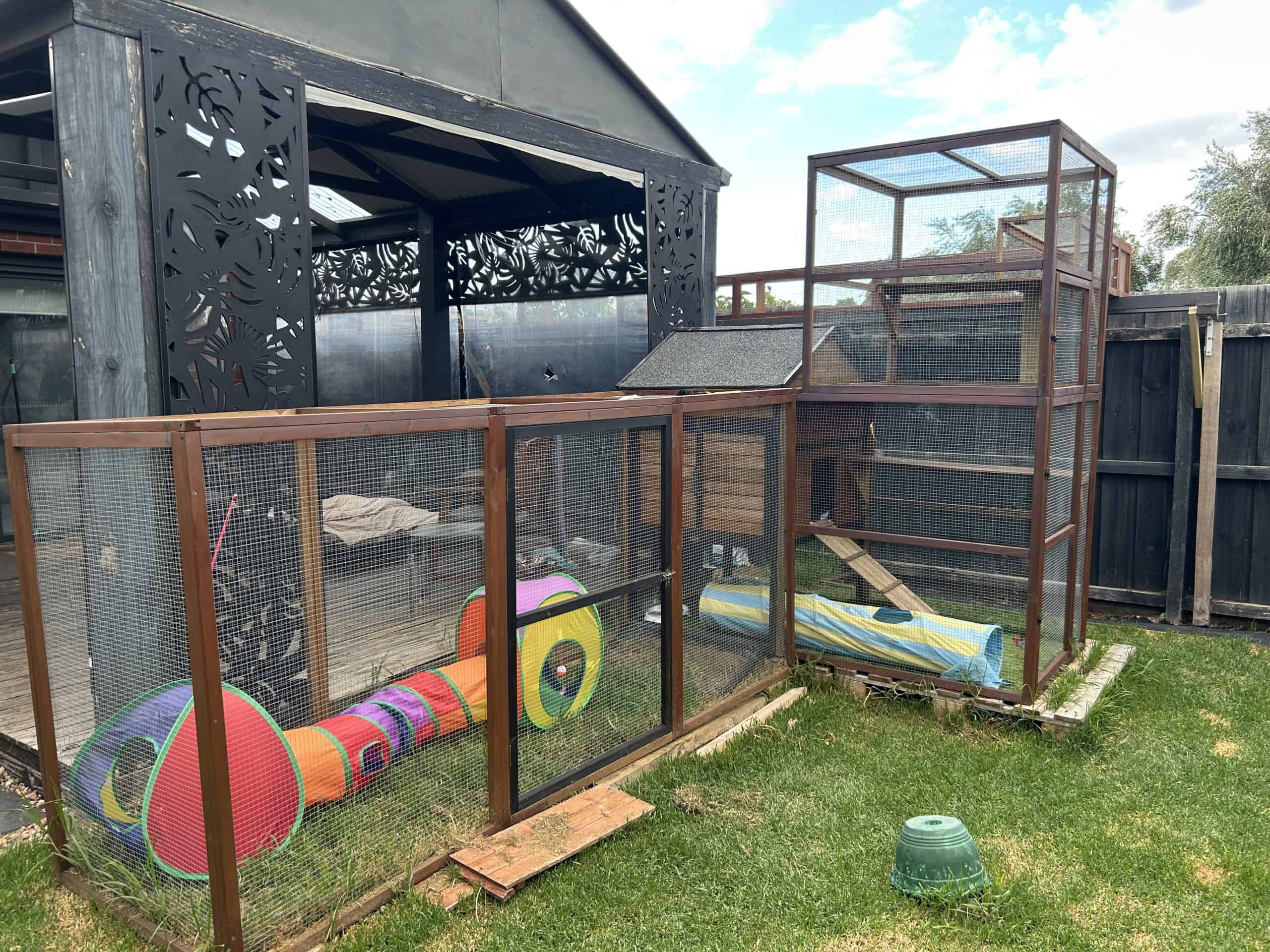 Stacey and Cabana Run in customers backyard