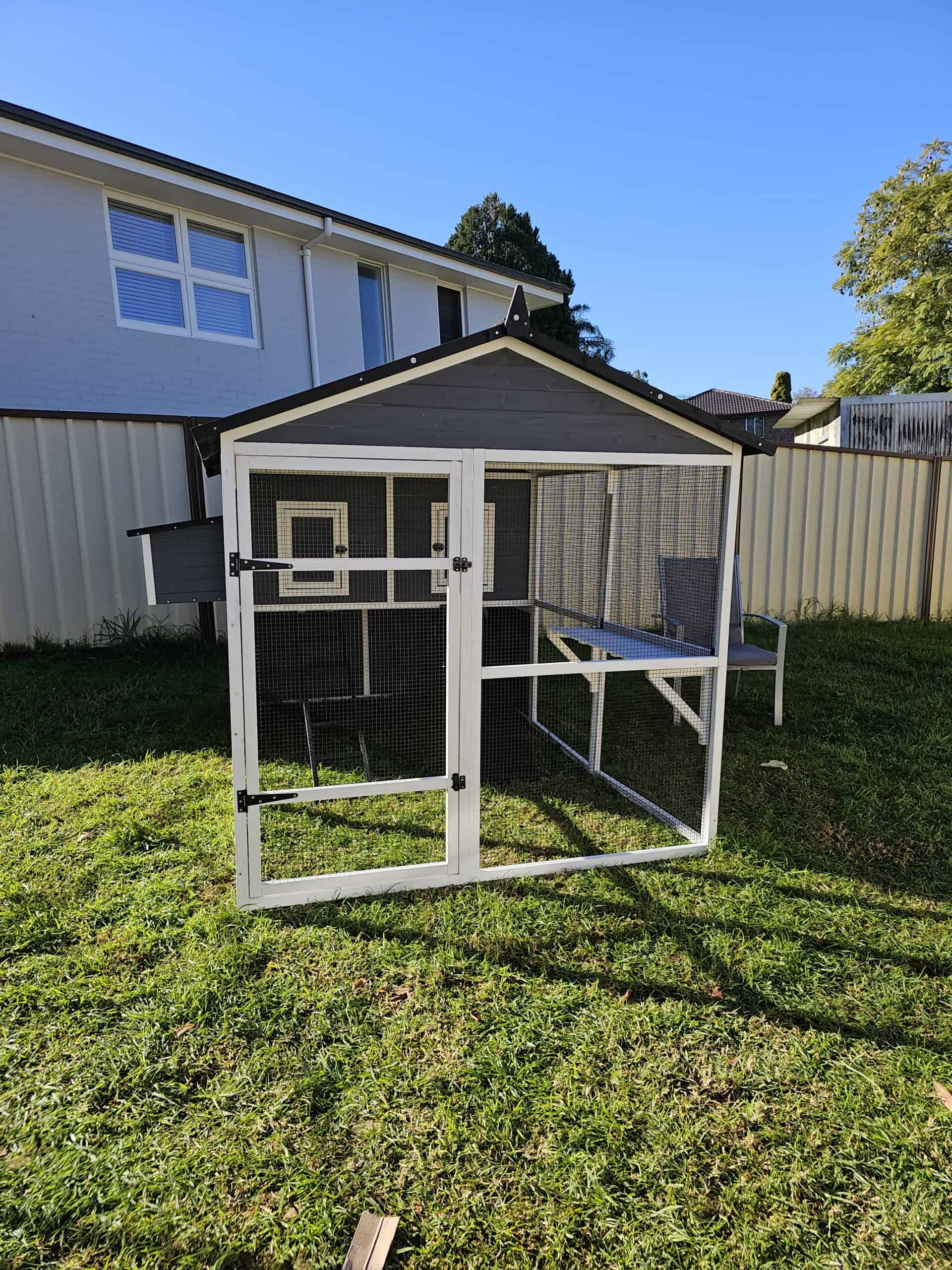 Grey Castle on grass in a customer's backyard