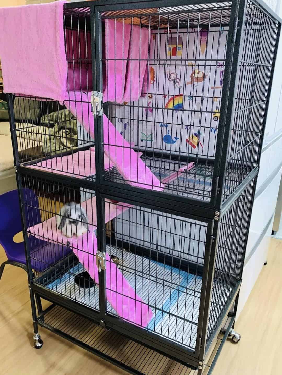 Customer photo Tucker rabbit sewn pink sections - Tami